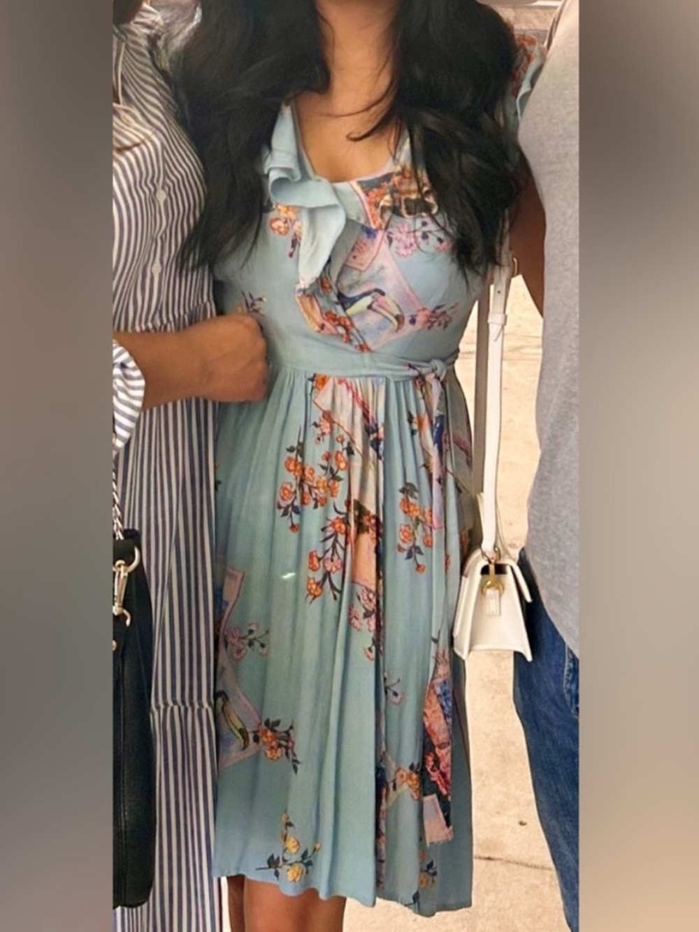 Anthropologie Maeve Blue Floral Faux Wrap Dress